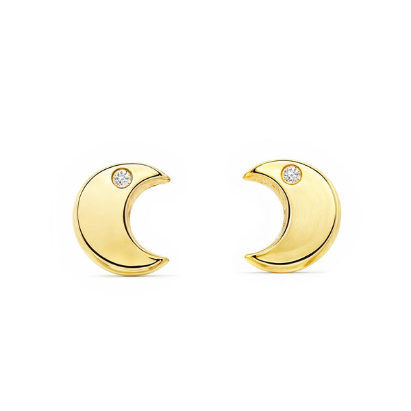 Mond Zirkon Kinder Baby Mädchen Ohrringe Gelbgold 9K