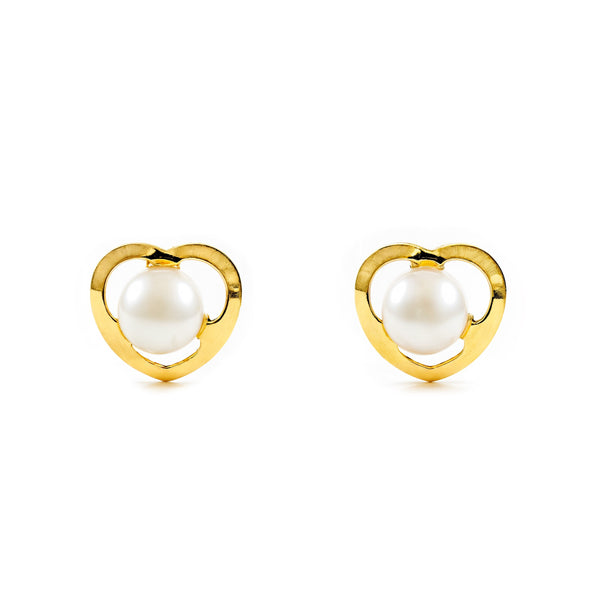 Herz Perle 3,5 mm Kinder Baby Mädchen Ohrringe Gelbgold 18K