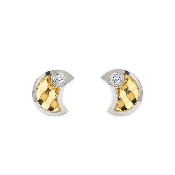 Mond Zirkon Kinder Baby Mädchen Ohrringe 9K two color Gold