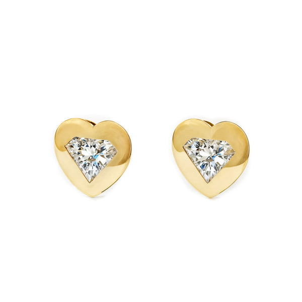 Damen & Kinder Herz Zirkon Ohrringe Gelbgold 9K