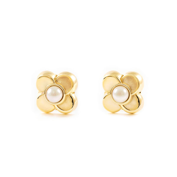 Kleeblatt Perle 2 mm Kinder Baby Mädchen Ohrringe Gelbgold 9K