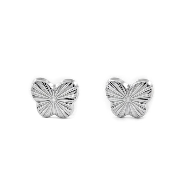 Schmetterling Kinder Baby Mädchen Ohrringe Weißgold 9K