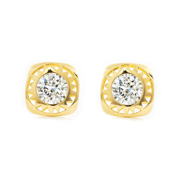 Damen & Kinder Quadrat Zirkon Ohrringe Gelbgold 9K