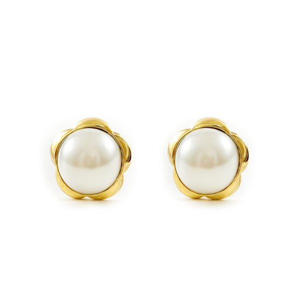 Gänseblümchen Perle 4 mm Kinder Baby Mädchen Ohrringe Gelbgold 9K