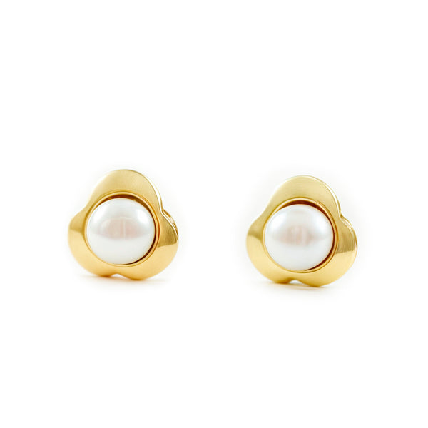 Kleeblatt Perle 3 mm Kinder Baby Mädchen Ohrringe Gelbgold 9K