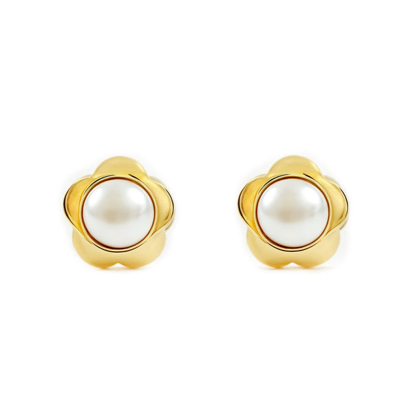 Gänseblümchen Perle 3 mm Kinder Baby Mädchen Ohrringe Gelbgold 9K