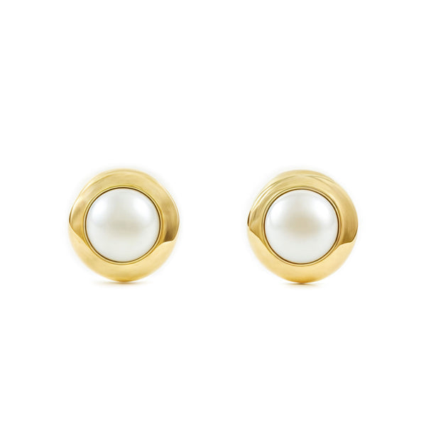 Perle 3 mm Kinder Baby Mädchen Ohrringe Gelbgold 9K