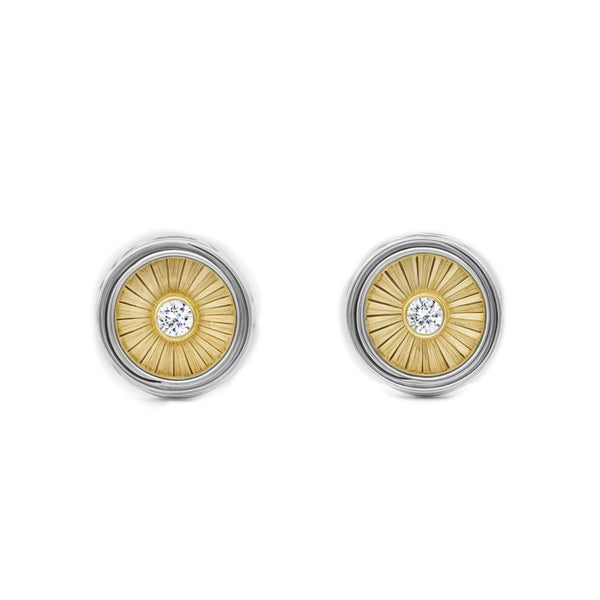Runde Zirkon Kinder Baby Mädchen Ohrringe 9K two color Gold