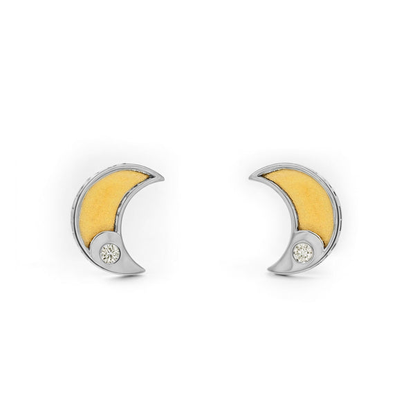 Mond Zirkon Kinder Baby Mädchen Ohrringe 9K two color Gold