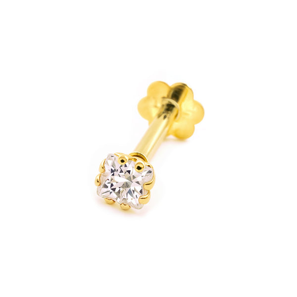 9K Gelbgold Cartilage Piercing Quadratischer 2,5 mm Zirkonia Glanz