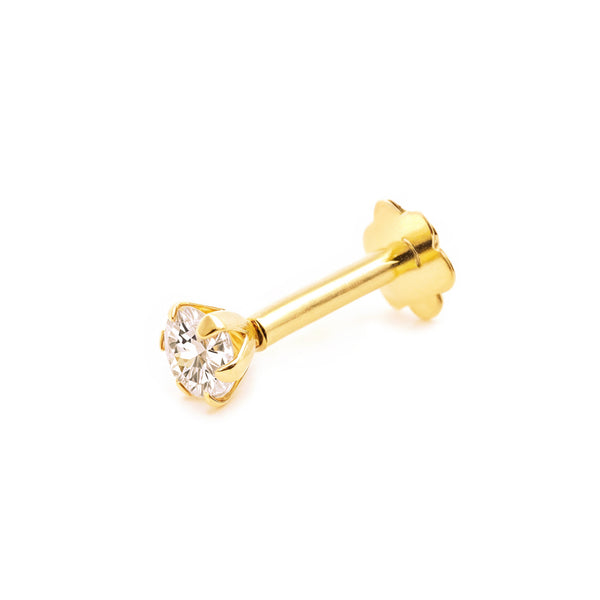9K Gelbgold Piercing 3 mm Zirkonia Brillant für Cartilage