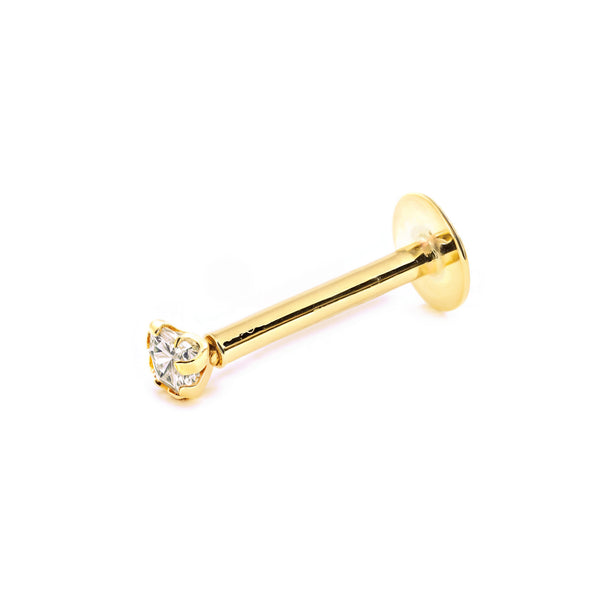 9K Gelbgold Quadratisches Labret Piercing Zirkonia Glanz