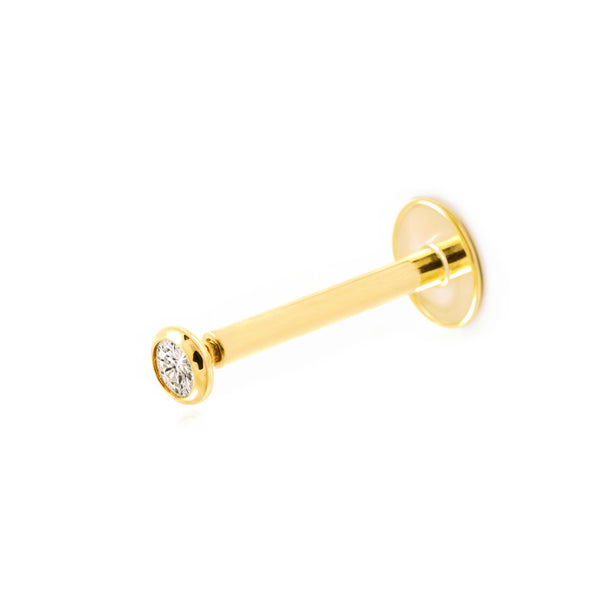9K Gelbgold Lippe piercing Kegel Zirkonia Glanz