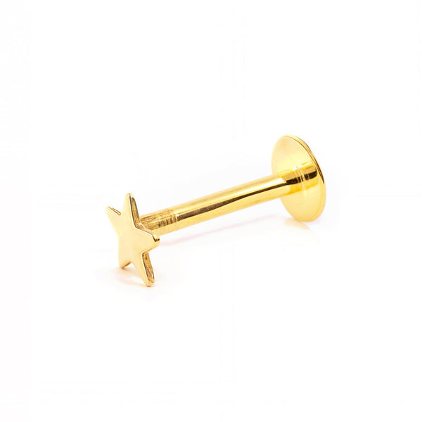9K Gelbgold Piercing Sternen Glanz für die Lippe