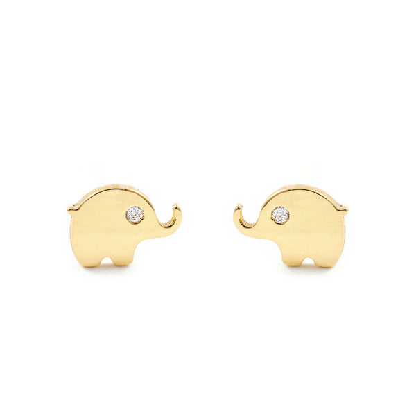 Elefant Zirkon Kinder Baby Mädchen Ohrringe Gelbgold 9K