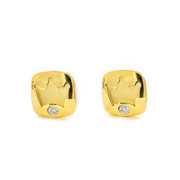 Krone Zirkon Kinder Mädchen Ohrringe Gelbgold 9K