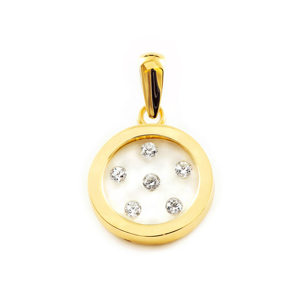 Blume Zirkon glänzender Anhänger Gelbgold 9K
