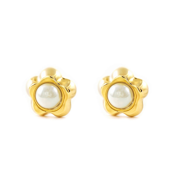 Gänseblümchen Perle 2,5 mm Kinder Baby Mädchen Ohrringe Gelbgold 9K
