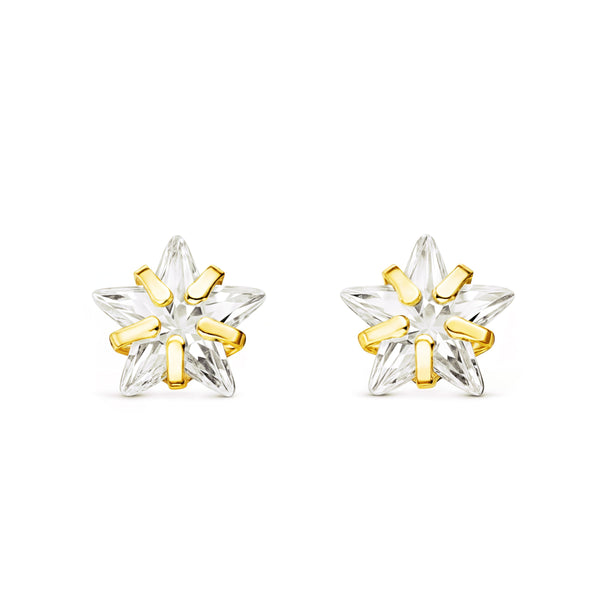 Stern Zirkon Kinder Mädchen Ohrringe Gelbgold 18K