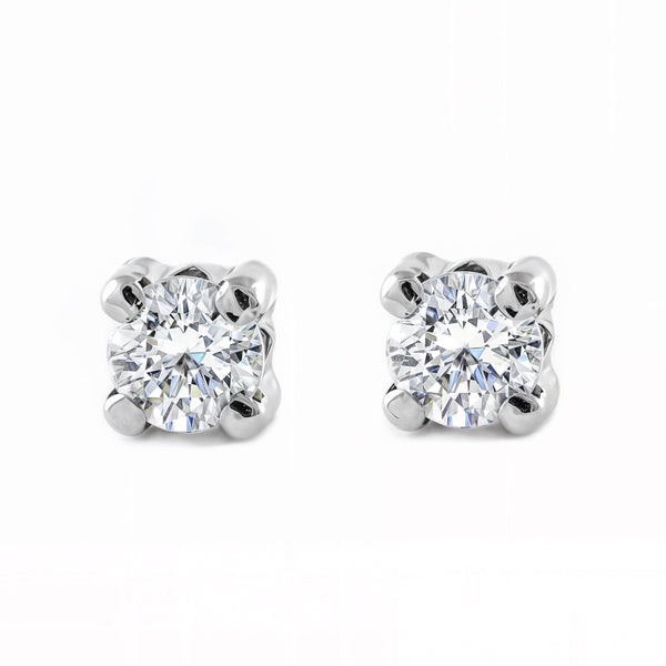 Damen & Kinder Zirkon 5 mm Ohrringe Weißgold 9K