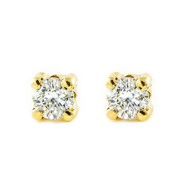 Damen & Kinder Zirkon 5 mm Ohrringe Gelbgold 9K