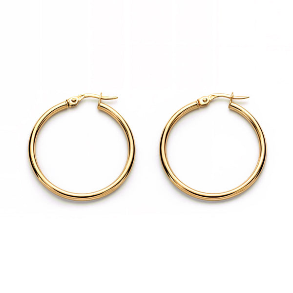 Damen Ohrringe Hoop Creolen 27x1.5 mm Gelbgold 18K
