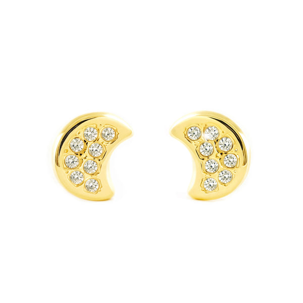 Mond Zirkon Kinder Baby Mädchen Ohrringe Gelbgold 9K