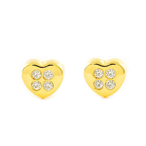 Herz Zirkon Kinder Baby Mädchen Ohrringe Gelbgold 18K