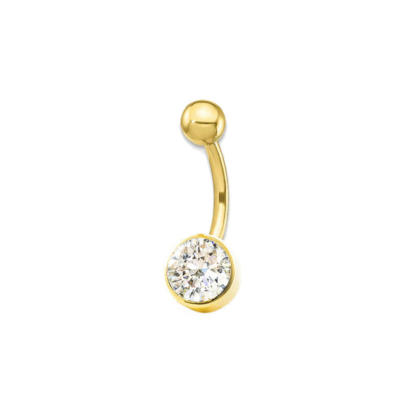 Piercing Gelbgold 18K Bauchnabel Rund Zirkonia 6 mm Glanz