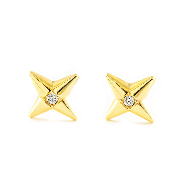 Stern Zirkon Kinder Mädchen Ohrringe Gelbgold 9K