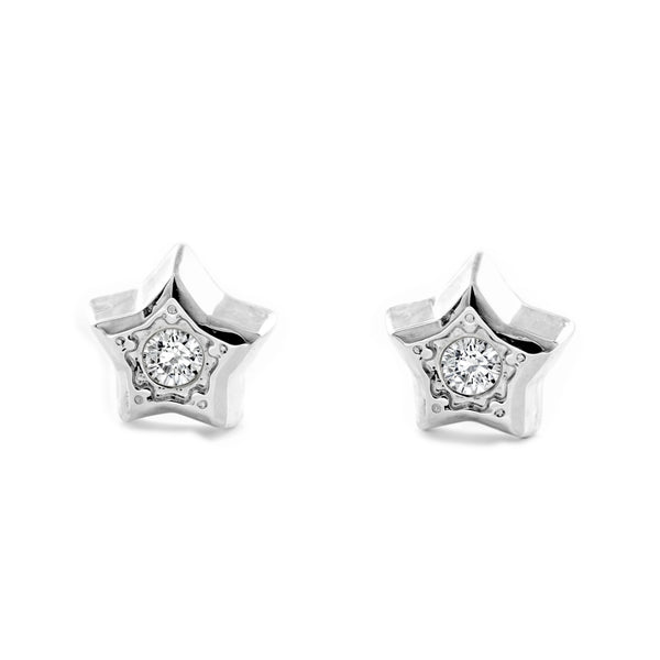 Stern Diamant Ohrringe Weißgold 9K
