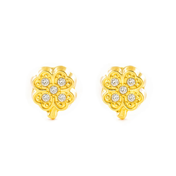Damen & Kinder Zirkon Ohrringe Gelbgold 9K