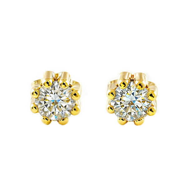 Baby-Mädchen Ohrringe Gelbgold 9K Rund Zirkonia Glanz
