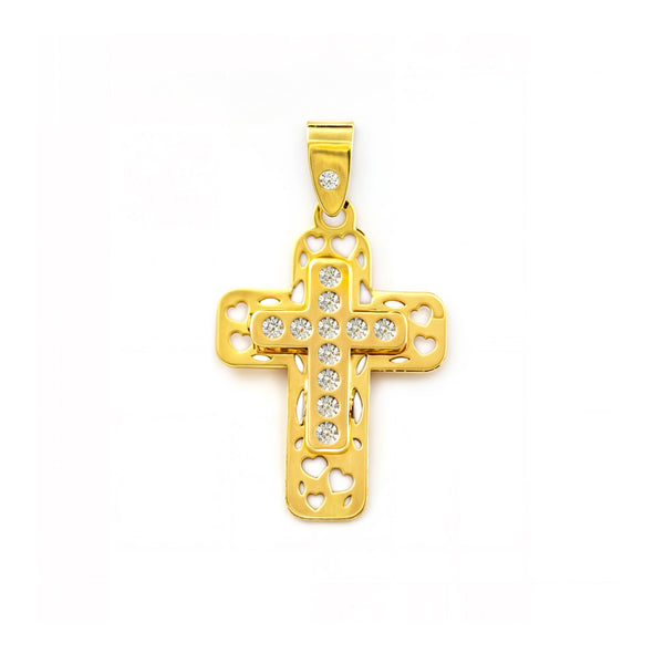 Kreuz Gelbgold 9K Klein Rechteckig Zirkonia Glanz 16 x 11 mm