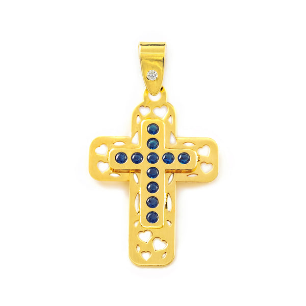 Kreuz Gelbgold 9K Rechteckige 9K Synthetische Zirkonia Glanz 22 x 15 mm