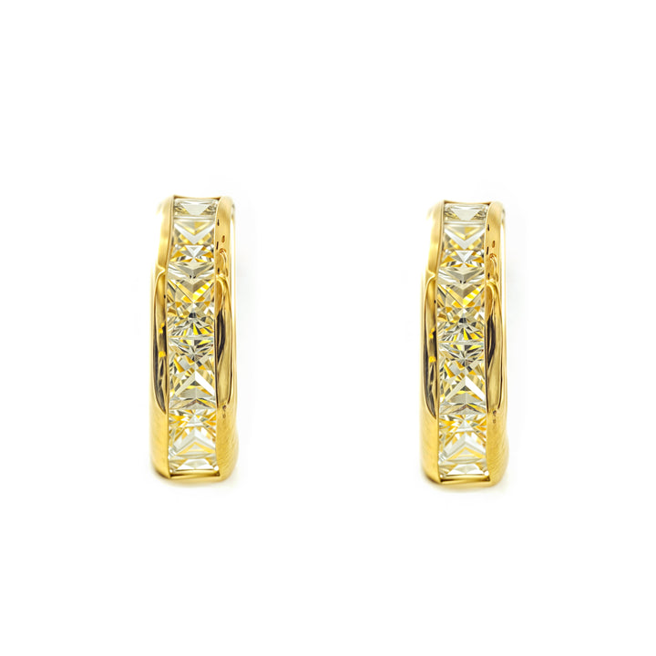 Pendientes Mujer oro Amarillo 9K Arquillo Arco Piedra Circonita Brillo