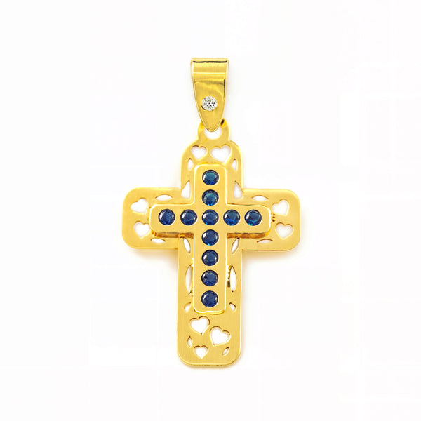 Kreuz Gelbgold 9K Rechteckige 9K Synthetische Zirkonia Glanz 22 x 15 mm
