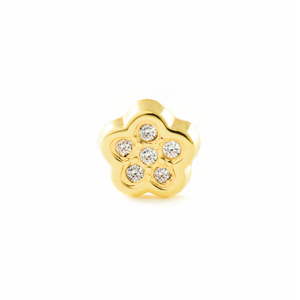 9K Gelbgold Piercing Ohrknorpel Blume Zirkonia Glitzer