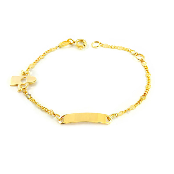 Mädchen Armband Gelbgold 18K Personalisiert Engel Glanz 14 cm