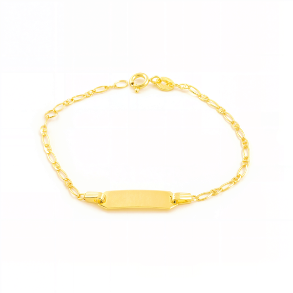 Mädchen Armband Gelbgold 18K Personalisiert Anker Glanz 14 cm