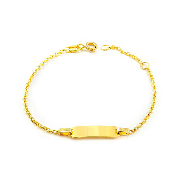 Mädchen Armband Gelbgold 18K Personalisiert Rolo Glanz 14 cm