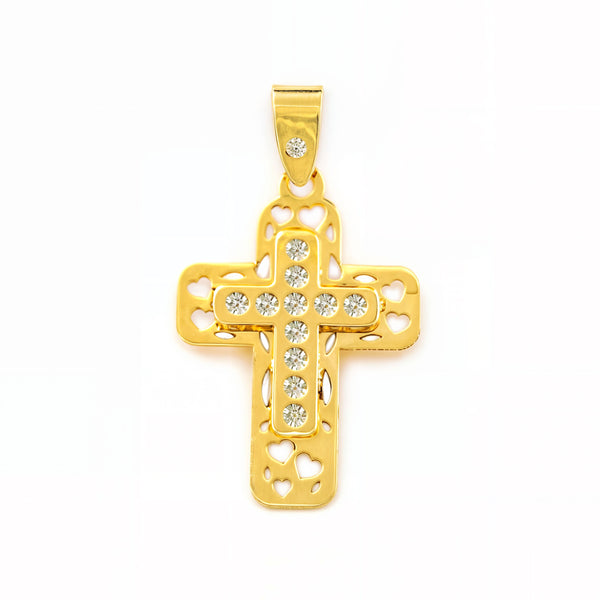 Kreuz Gelbgold 9K Rechteckige 9K Zirkonia Glanz 22 x 15 mm