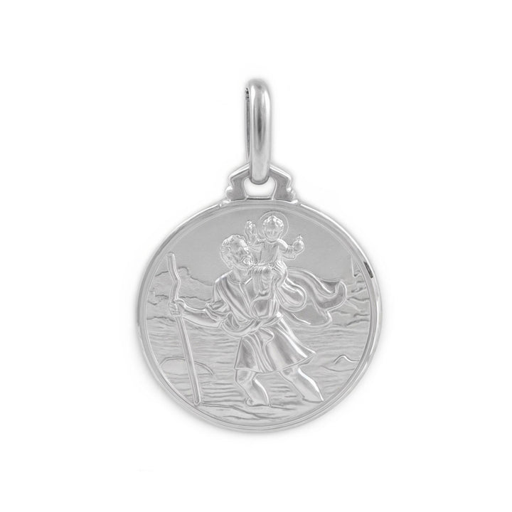 Medalla Niña Mujer Plata 925 Redondo San Cristobal Mate y Brillo