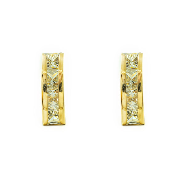 Pendientes Mujer oro Amarillo 9K Arquillo Arco Piedra Circonita Brillo