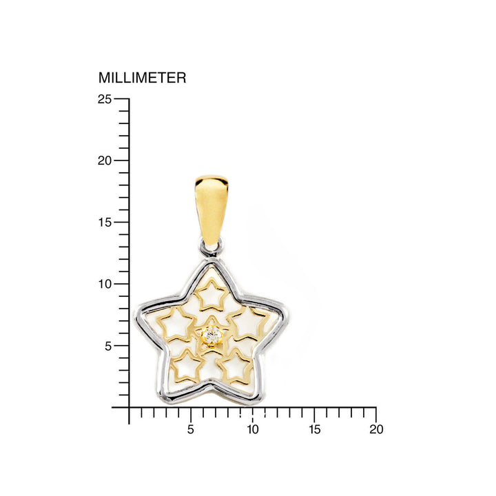 Colgante oro Bicolor Estrellas caladas y circonita (9kts)