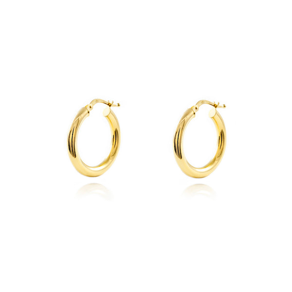 Damen Ohrringe Hoop Creolen 20x3 mm Gelbgold 18K