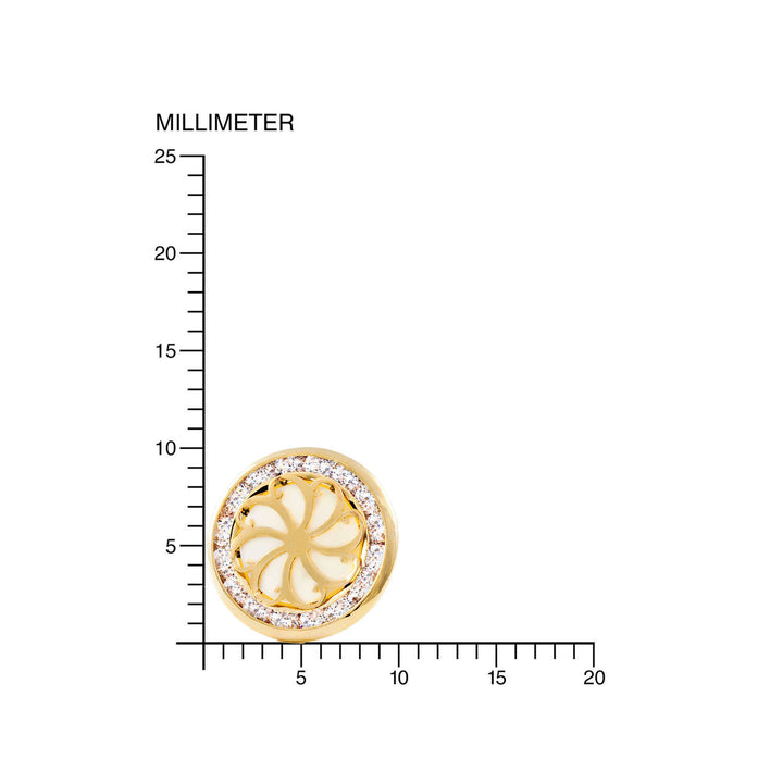 Pendientes Oro niña redondo flor fondo nacar cerco circón (9Kts)