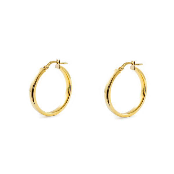 Damen Ohrringe Rechteckige Hoop Creolen 23x3 mm Gelbgold 18K