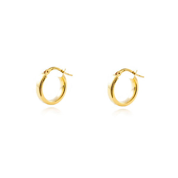 Damen & Kinder Ohrringe Rechteckige Hoop Creolen 13.5x3 mm Gelbgold 18K