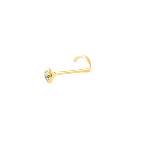 9K Gelbgold Nase piercing 2 mm Zirkonia Brillant